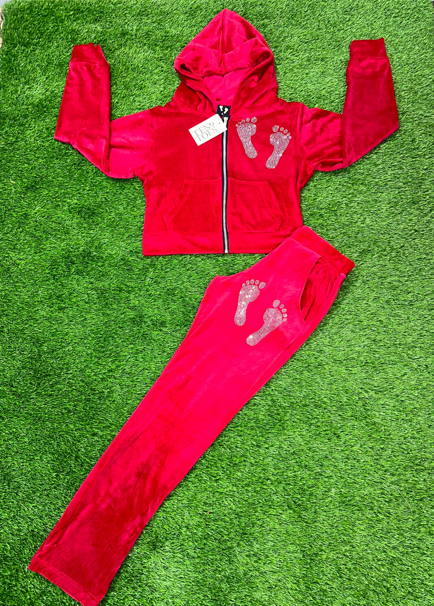 Ten Toes Crop Velour Set (Women's)