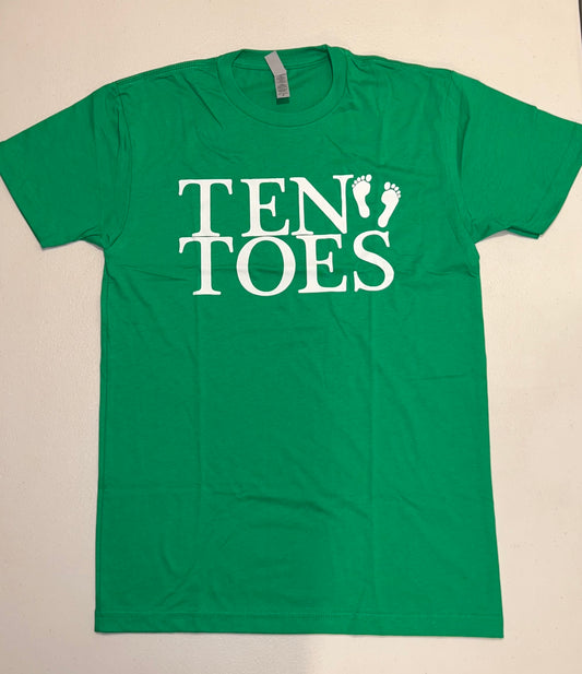 Ten Toes Green/White Tee